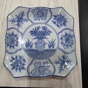 Blue Floral Ceramic Plate